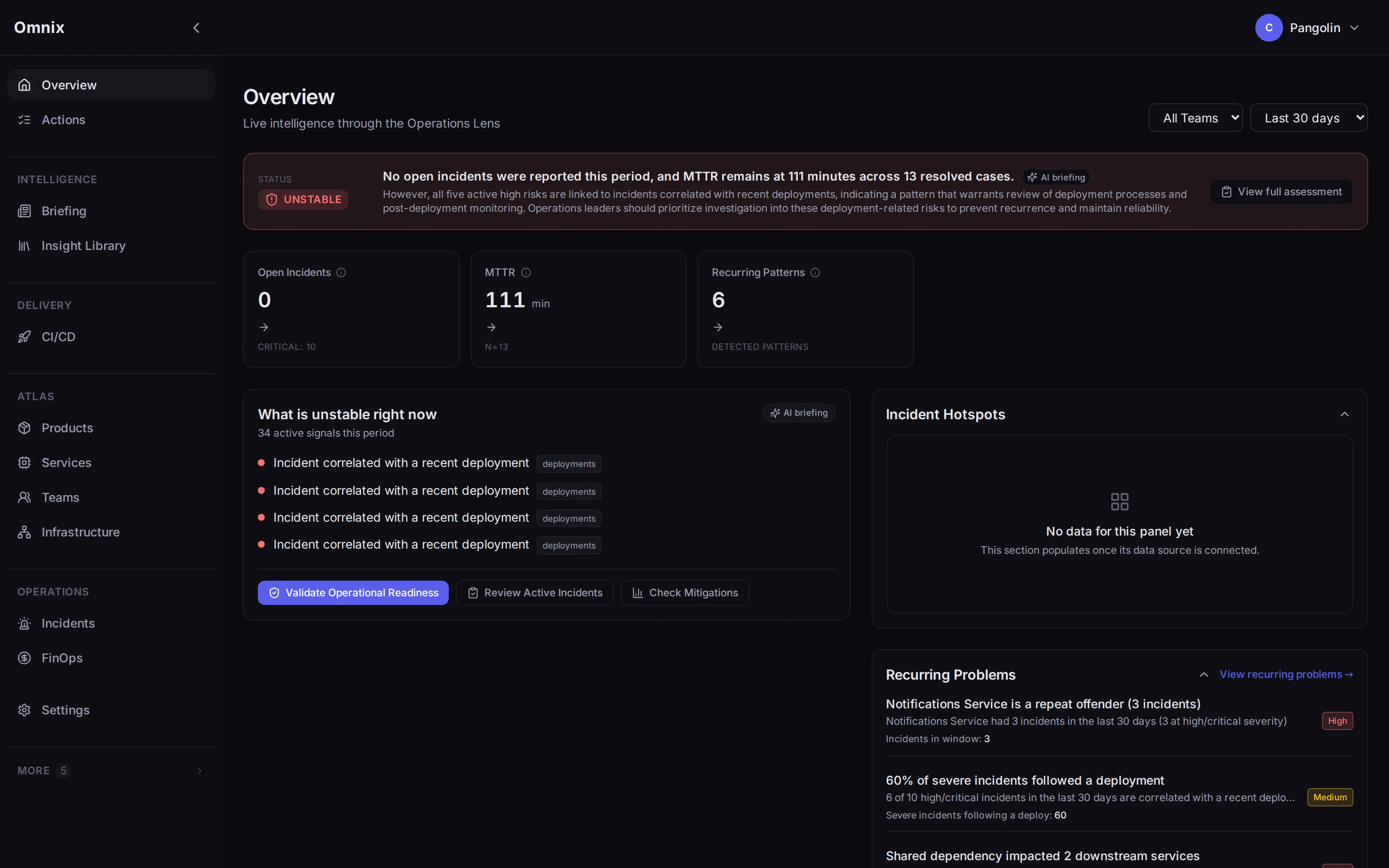 Omnix Overview through the Operations lens — incident response state and coordination