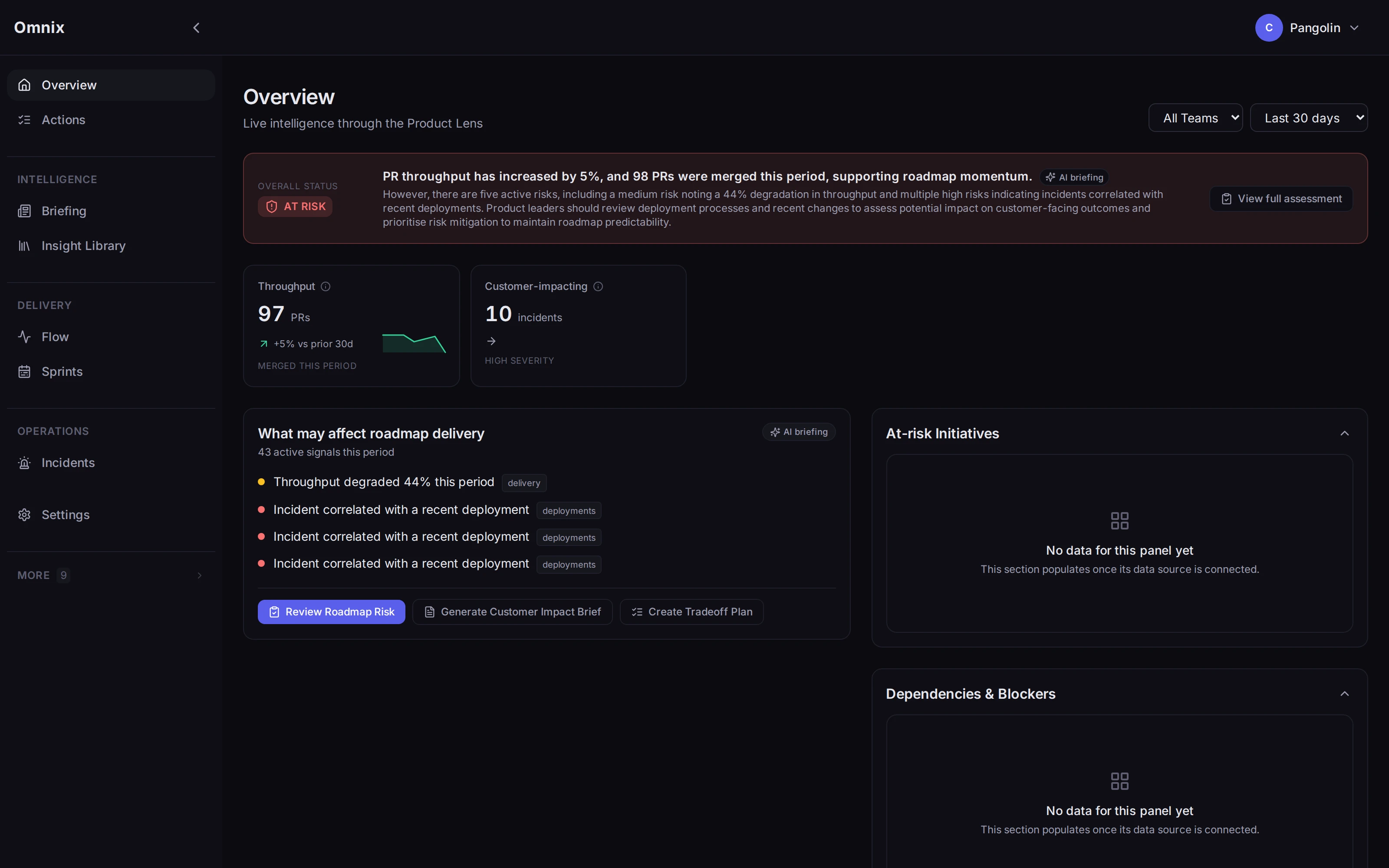 Omnix Overview through the Product lens — customer-facing impact and delivery view